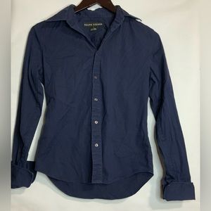 Ralph Lauren Navy Button Up Long Sleeved Top